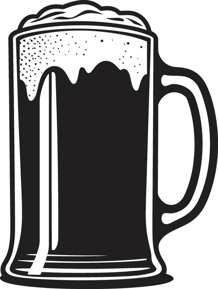 Frothy Pint Black Beer Glass Icon Barrel Brew Vector Beer Emblem