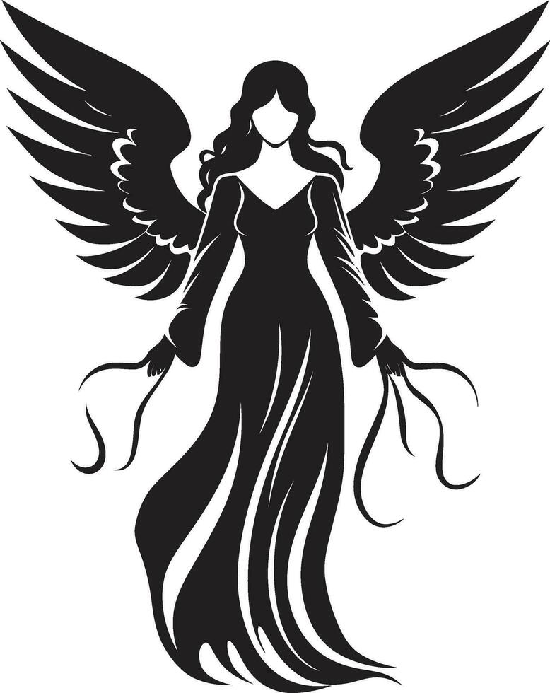 angelical belleza negro alas icono diseño celestial gracia ángel alas emblemático icono vector