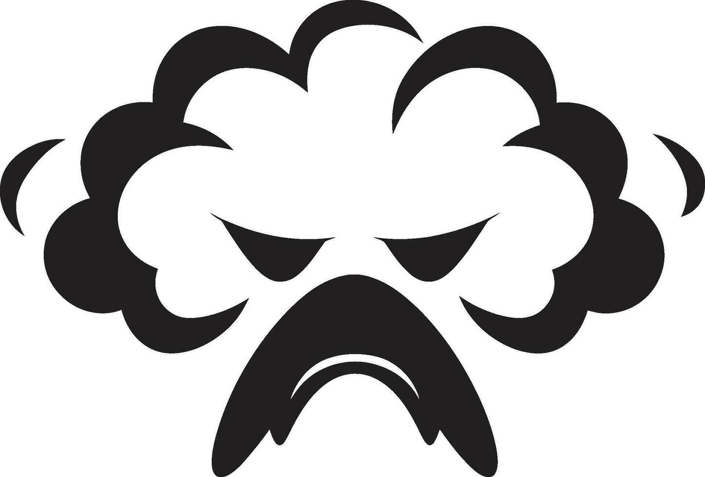 Stormy Outburst Cartoon Cloud Logo Icon Grumpy Overcast Angry Cloud Vector Design