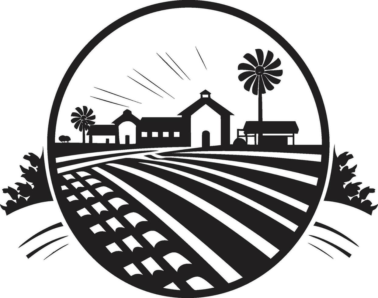 Farmstead Haven Agricultural Vector Icon Homestead Tranquility Black Emblem Design