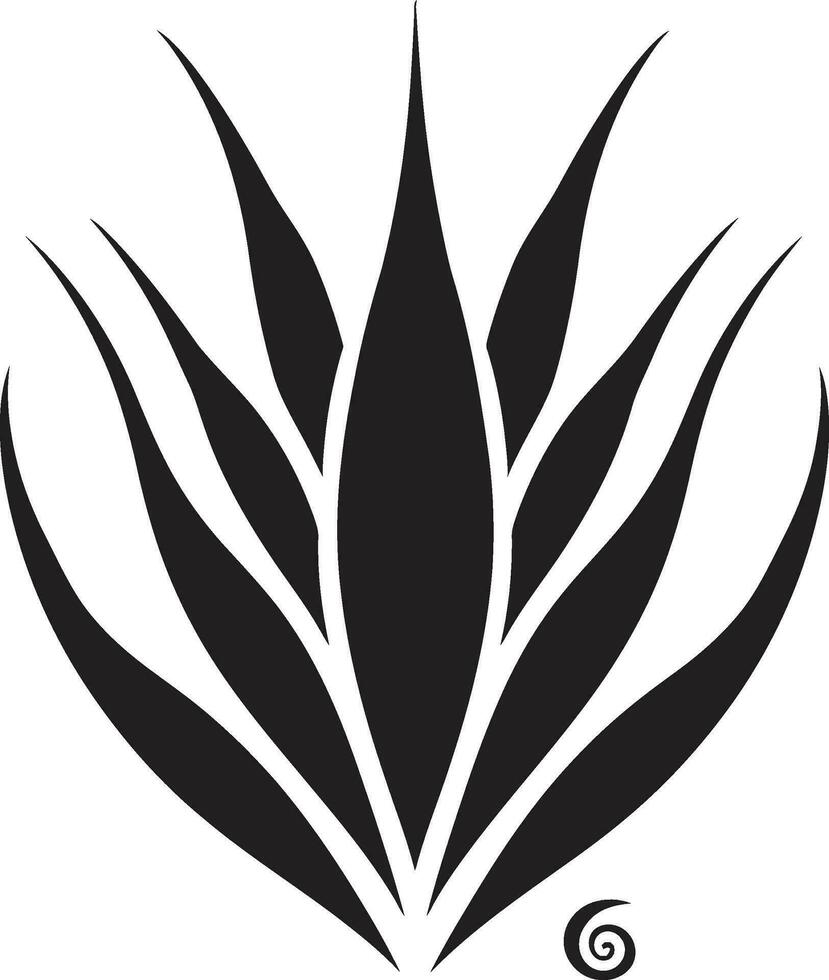 Green Flourish Black Aloe Vector Design Aloe Radiance Vector Plant Emblem in Black