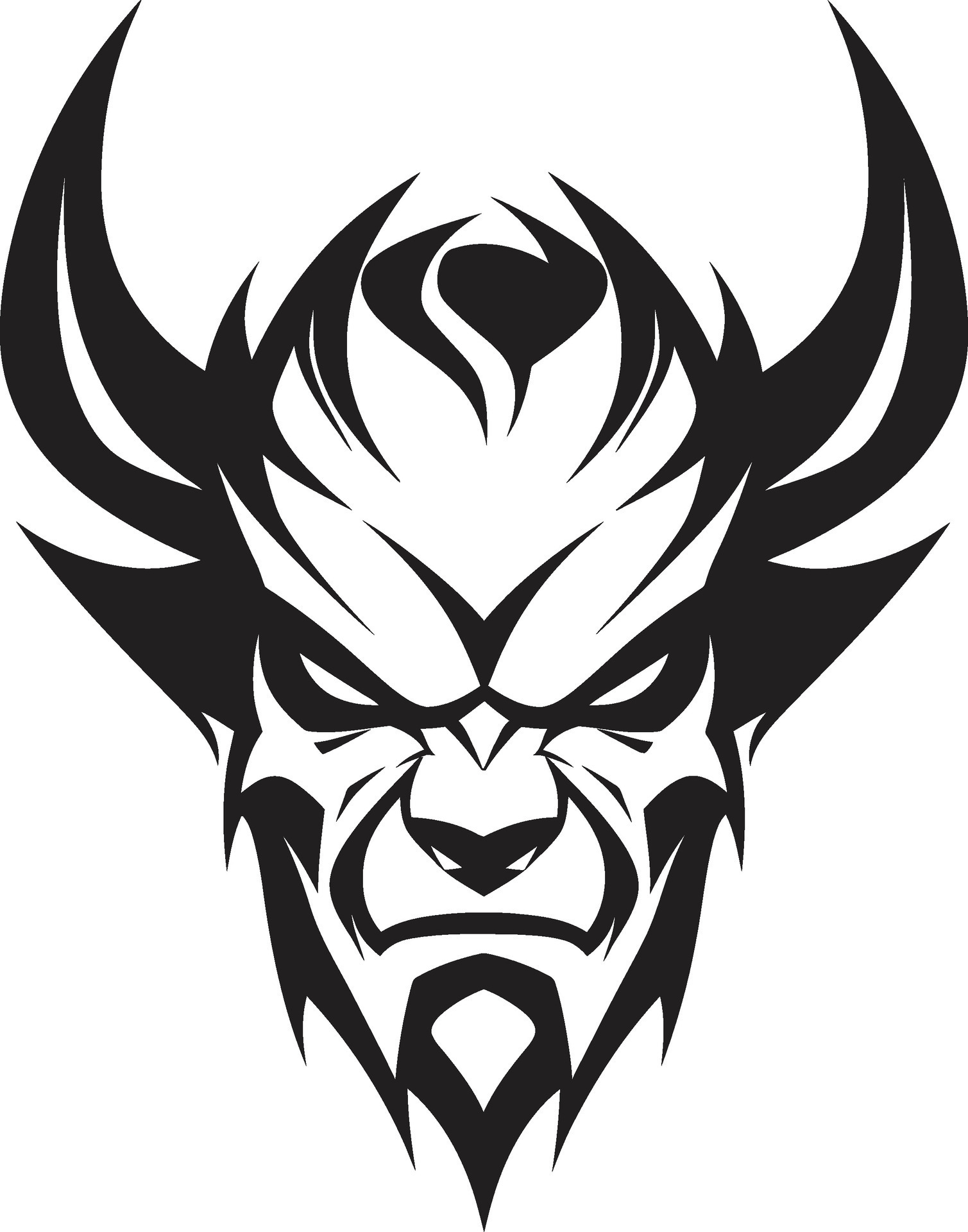 Satanic Stare Aggressive Black Devil s Icon Furious Inferno Vector ...