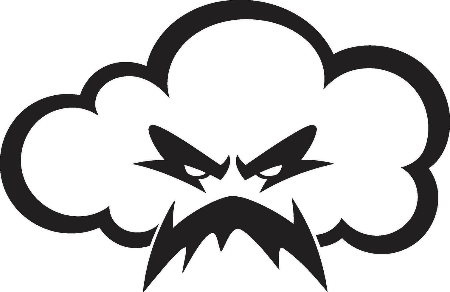 Raging Storm Black Cloud Logo Icon Turbulent Fury Angry Vector Cloud Design