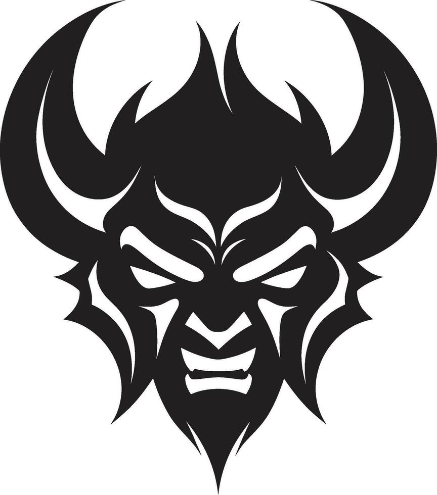 Maleficent Rage Black Devil s Emblem Infernal Wrath Aggressive Devil s Face Vector Emblem