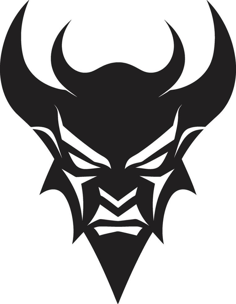 Hellfire Gaze Vector Black Logo of Devil s Intensity Demonic Rage Aggressive Devil s Face in Iconic Vector