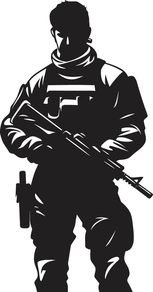 Defender s Precision Black Soldier Emblem Combat Vigil Armed Forces Vector Design