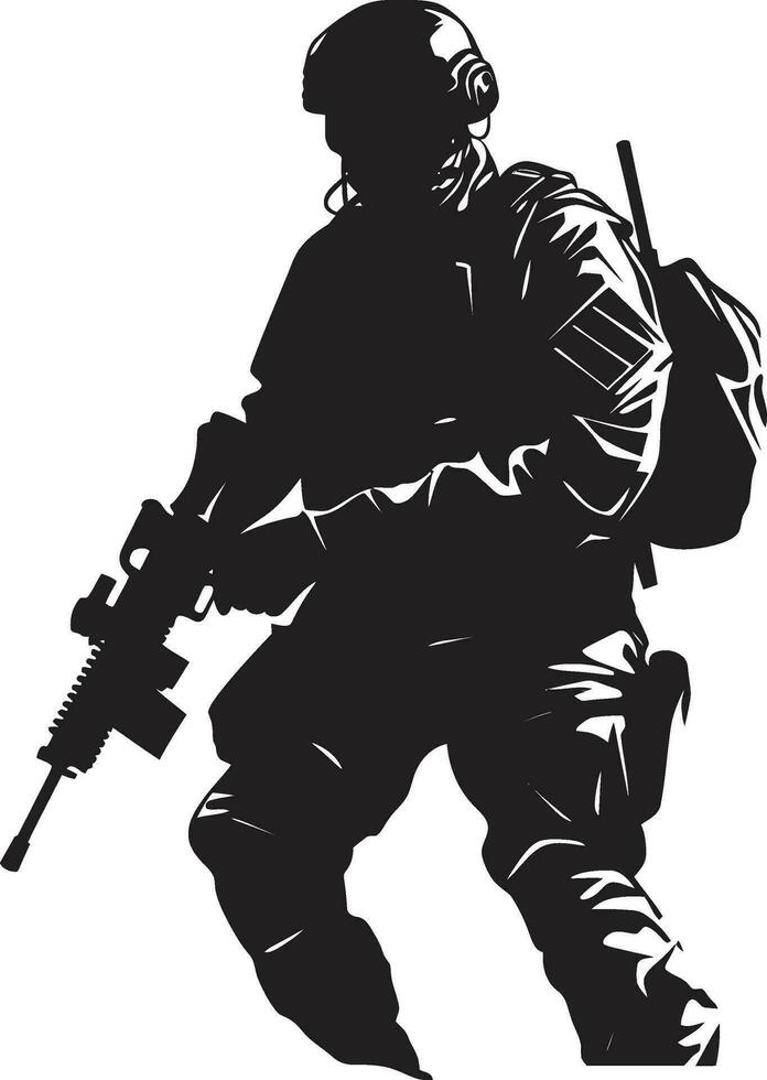 combate preparación vector armado efectivo emblema soldado s resolver negro hombre del ejército logo diseño