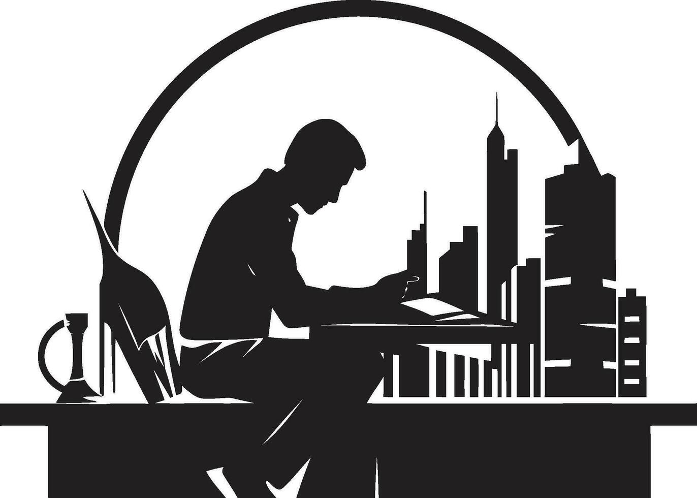Maestro constructor negro vector icono diseño urbano arquitecto vector hombre logo en negro