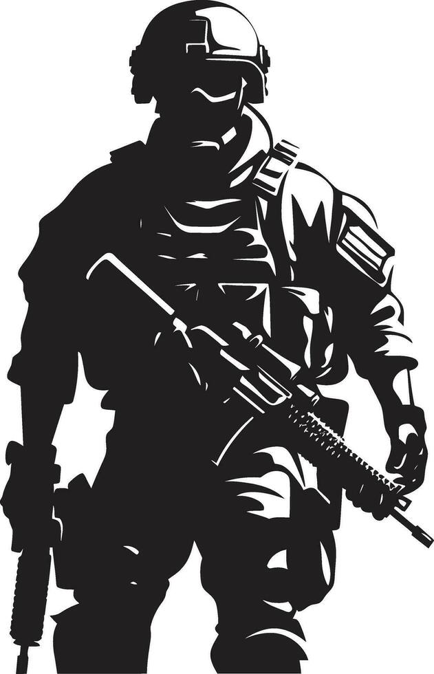 Defender s Resolve Armed Man Black Emblem Strategic Defender Black Vector Armyman Logo
