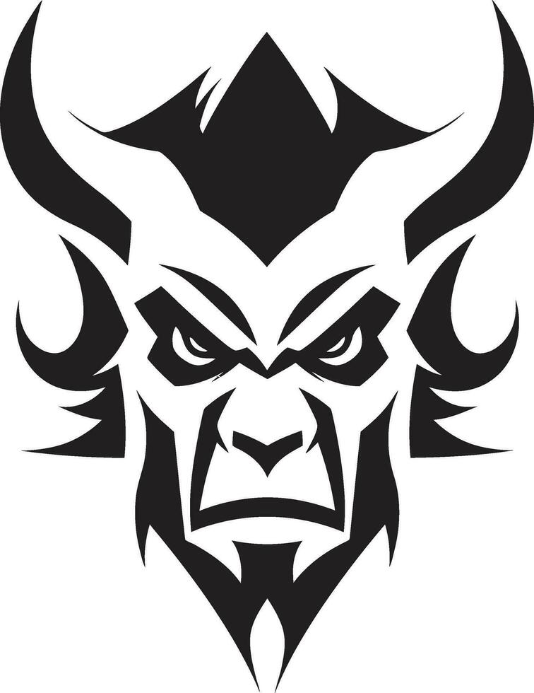 Diabolic Fury Aggressive Devil Vector Emblem Infernal Menace Black Icon of Devil s Visage
