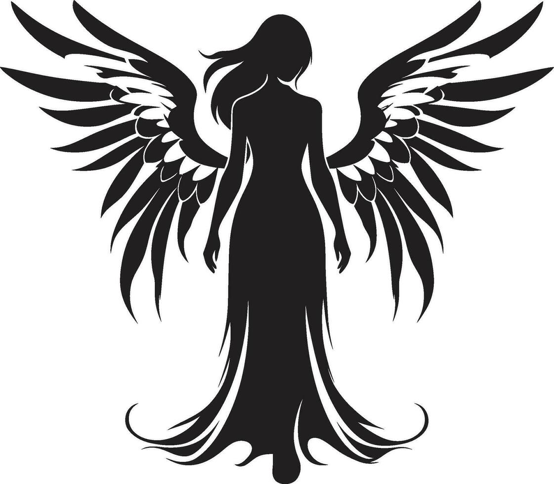 Serene Presence Winged Angel Symbol Radiant Ethereal Vector Angel Emblem