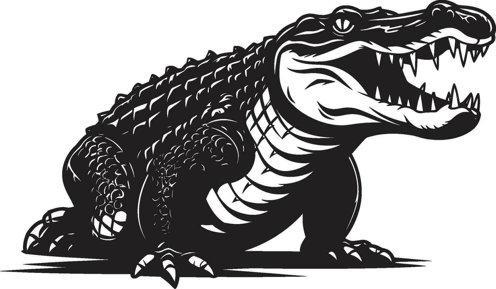 Lurking Predator Black Alligator Vector Icon Reptilian Ruler Vector Alligator Logo