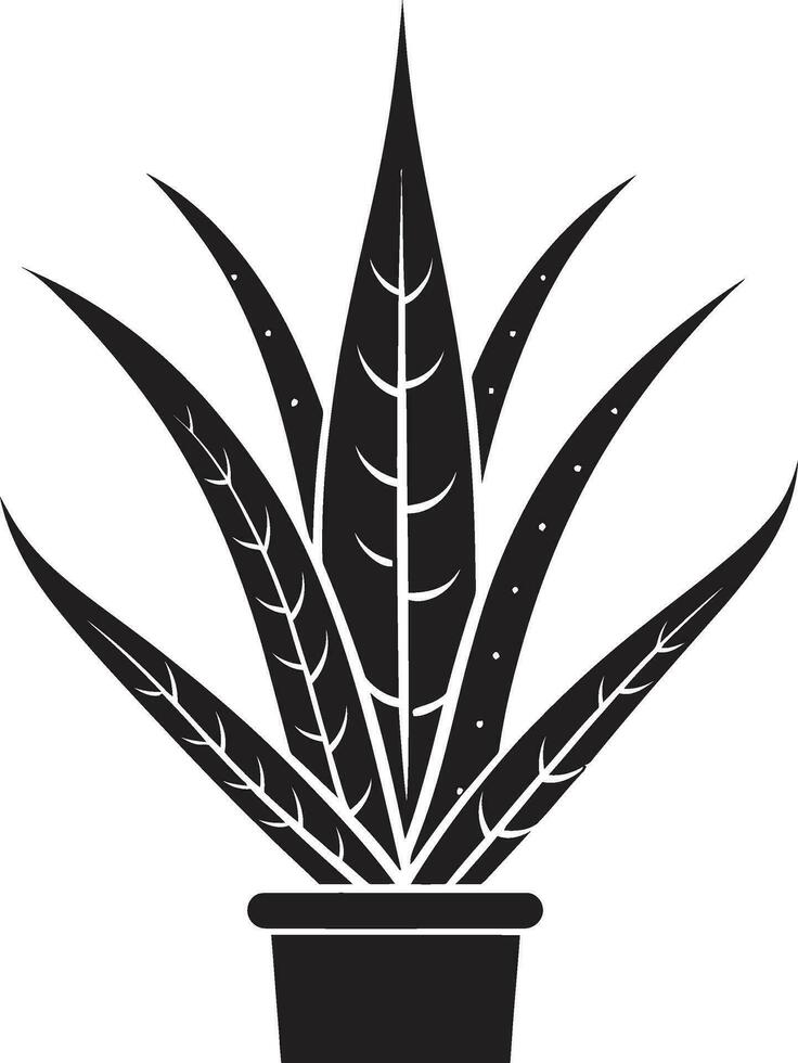 Herbal Elegance Black Aloe Vector Logo Organic Oasis Aloe Black Logo Design