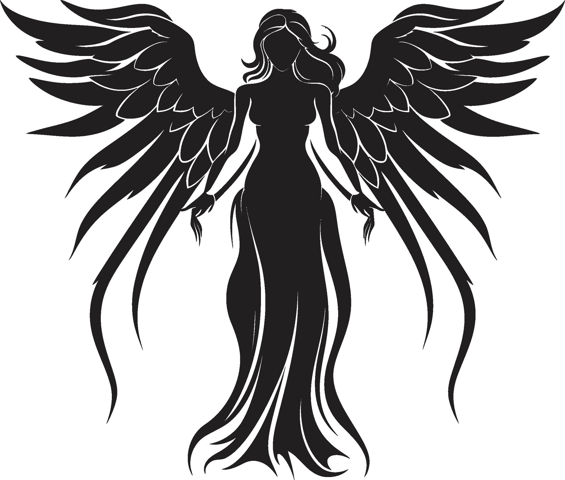 Divine Messenger Vector Winged Icon Ethereal Guardian Angel Symbol
