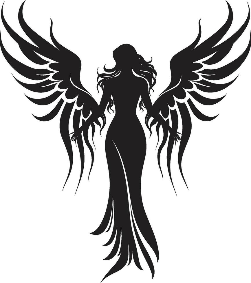 angelical belleza negro alas icono diseño celestial gracia ángel alas emblemático icono vector