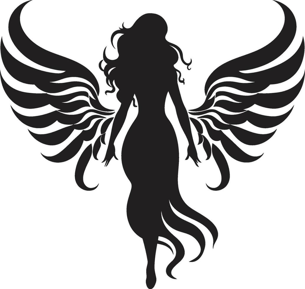 Ethereal Messenger Vector Winged Symbol Angelic Radiance Beautiful Wings Icon