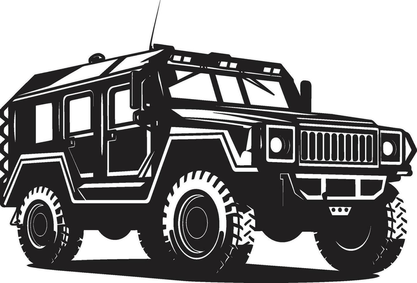 defensivo reconocimiento militar vehículo icono guerrero s paseo negro Ejército 4x4 símbolo vector