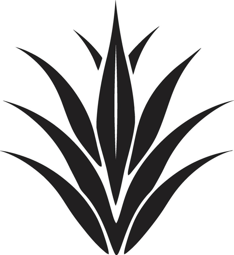 verde bienestar vector áloe planta icono orgánico serenidad negro áloe vector emblema