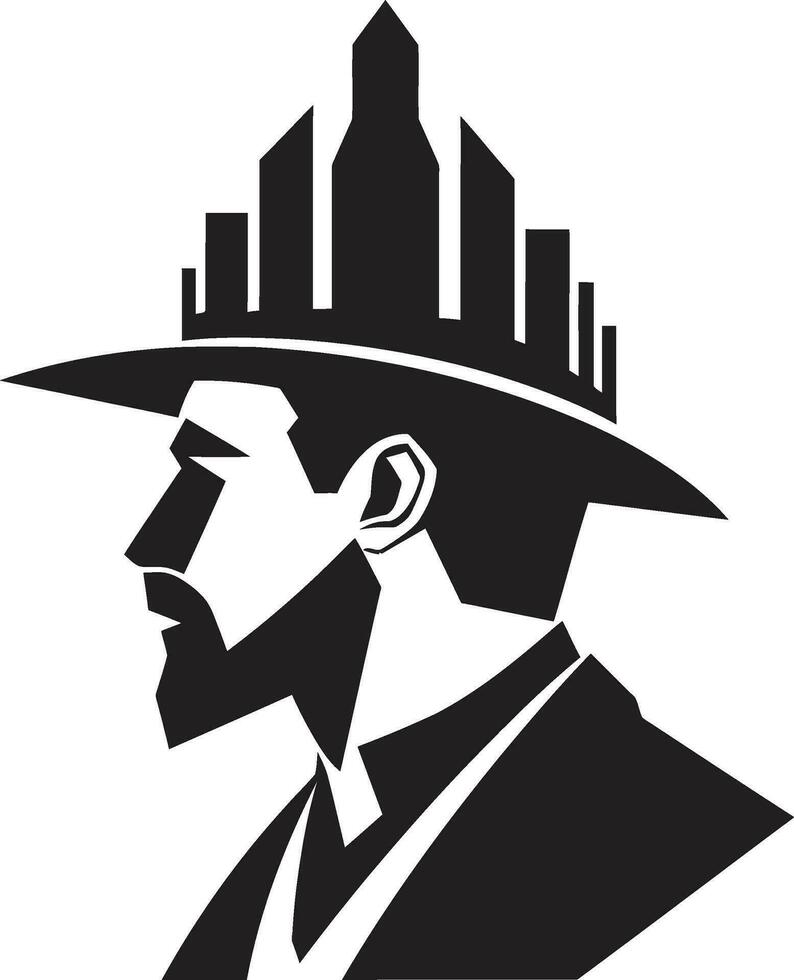 Design Luminary Architect Iconic Emblem Building Artistry Vector Black Logo Man