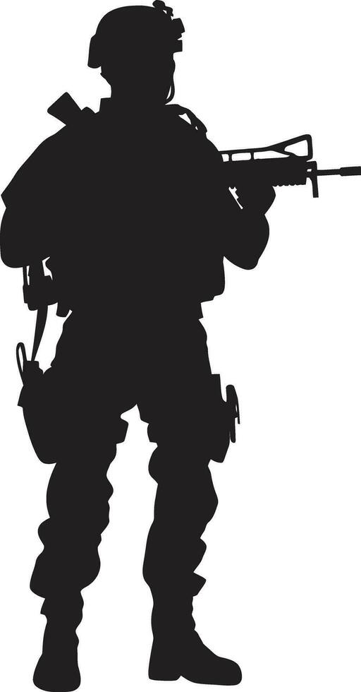 combatiente vigor vector hombre del ejército emblema heroico resolver negro armado soldado logo diseño