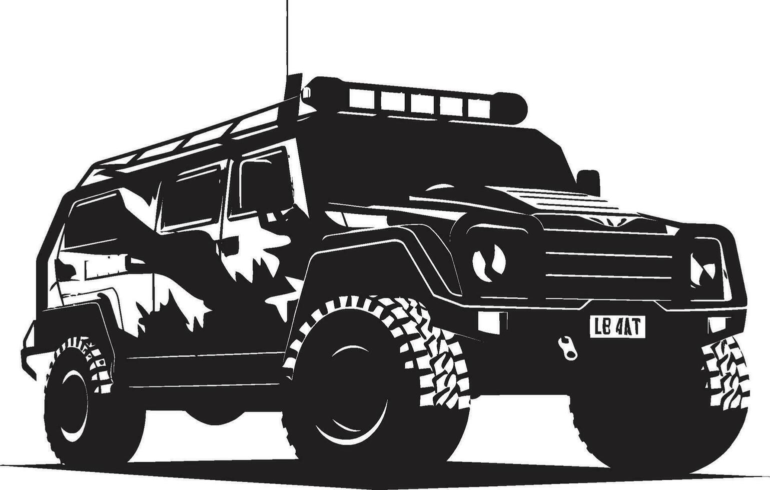 defensivo expedición militar vehículo icono guerrero s paseo negro Ejército 4x4 logo vector