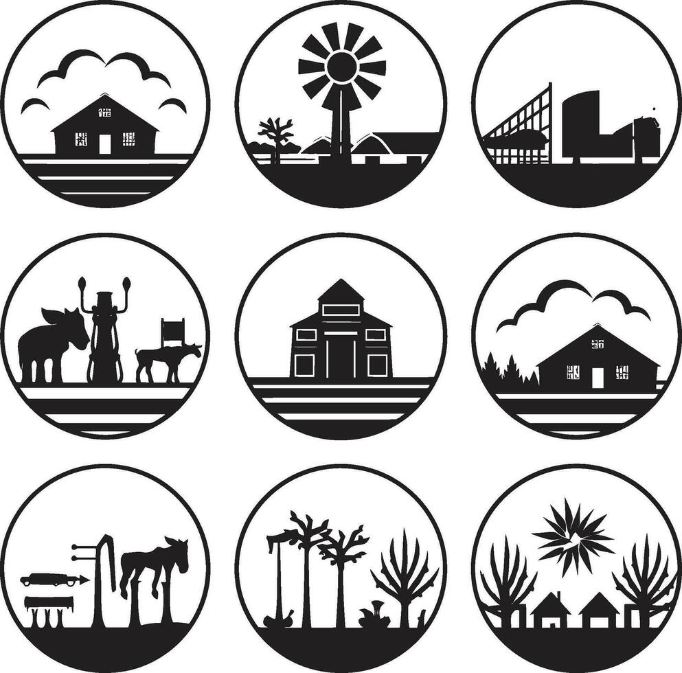 Rustic Refuge Black Icon for Farms Nature s Retreat Agricultural Logo Design vector