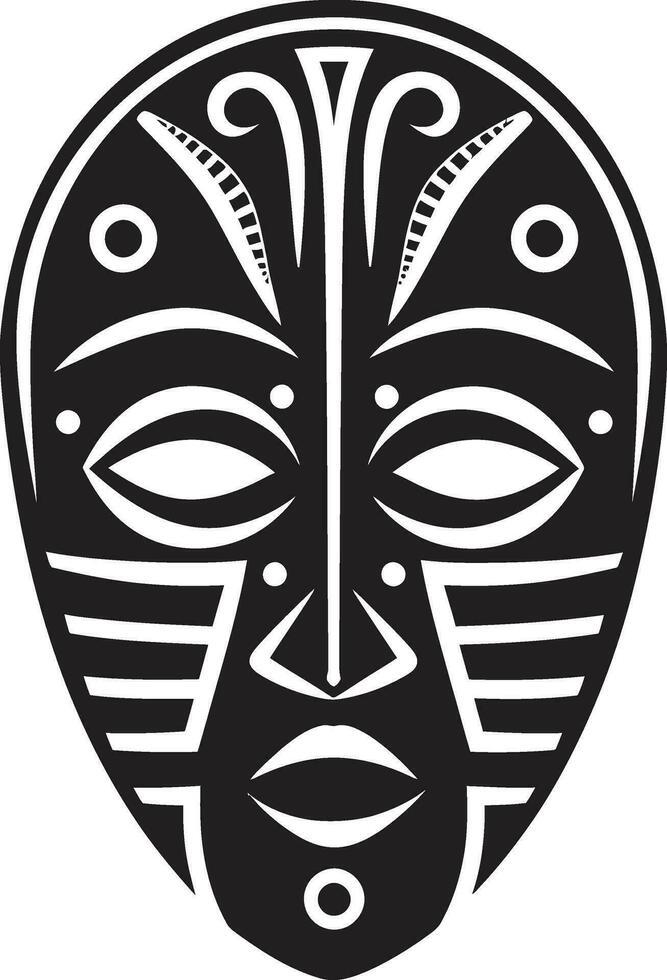 Ancestral Whispers Black Logo Icon of Tribal Mask Ritualistic Enigma African Tribe Mask in Vector