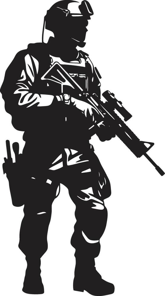 militante protector vector hombre del ejército emblema batalla centinela armado guerrero negro logo