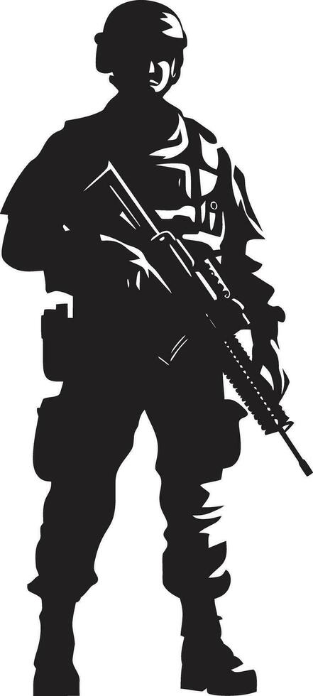 Combatant Vigor Armed Soldier Black Icon Battle Ready Sentinel Armed Armyman Vector Emblem