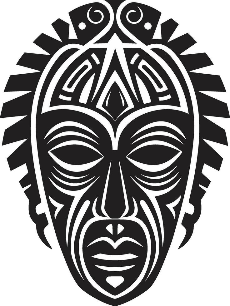 Symbolic Silhouette Tribal Mask Logo Design Ancestral Elegance African Mask Vector Icon