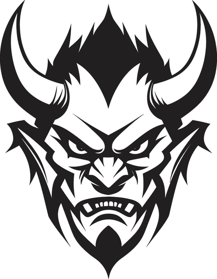 Diabolic Rampage Aggressive Devil Vector Icon Infernal Grimace Black Logo of Devil s Fury