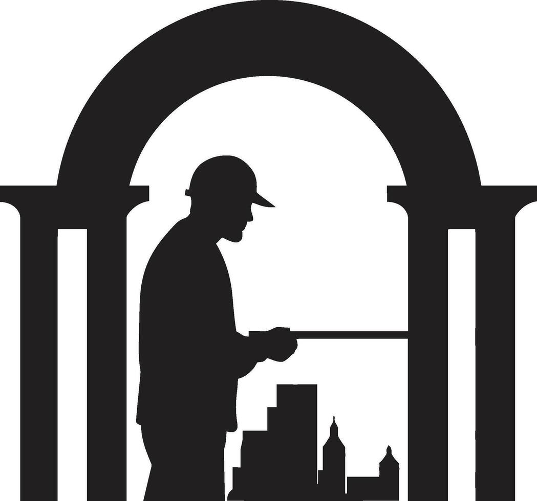 Master Builder Black Vector Icon Design Urban Architect Vector Man Logo in Black