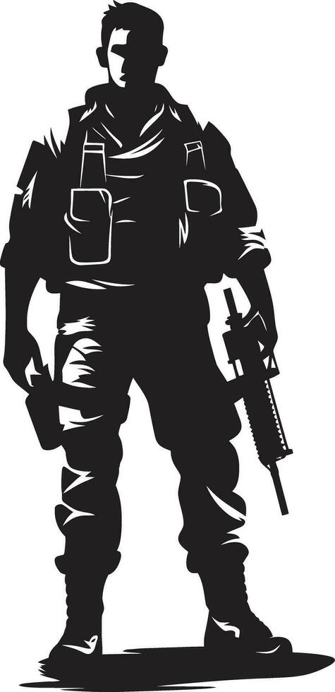 militante precisión armado efectivo emblema diseño guerrero valor negro vector soldado logo