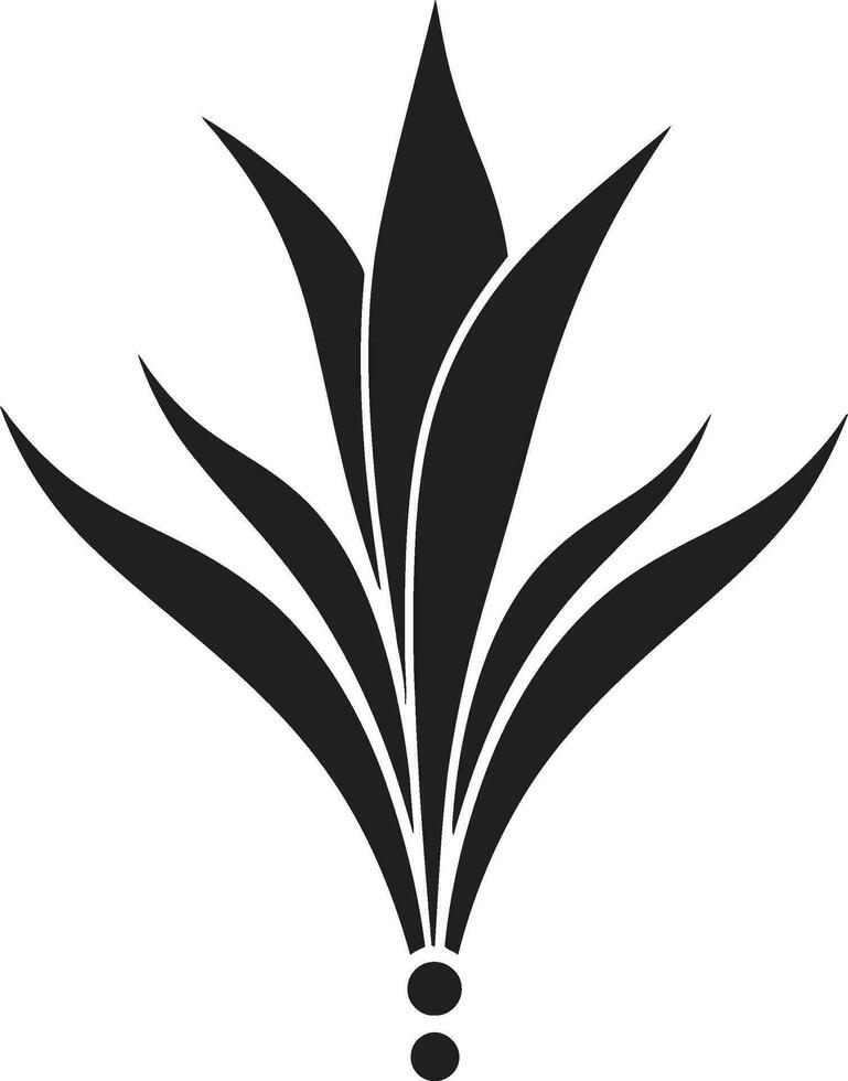 Botanic Renewal Aloe Vera Black Logo Design Healing Aura Vector Aloe Plant Emblem