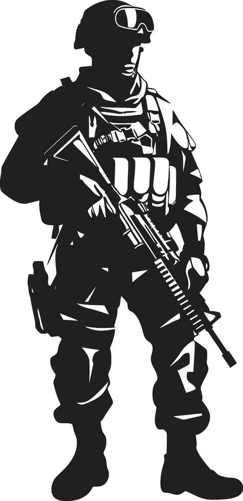 Warrior Valor Black Vector Soldier Logo Defensive Guardian Armed Armyman Black Icon