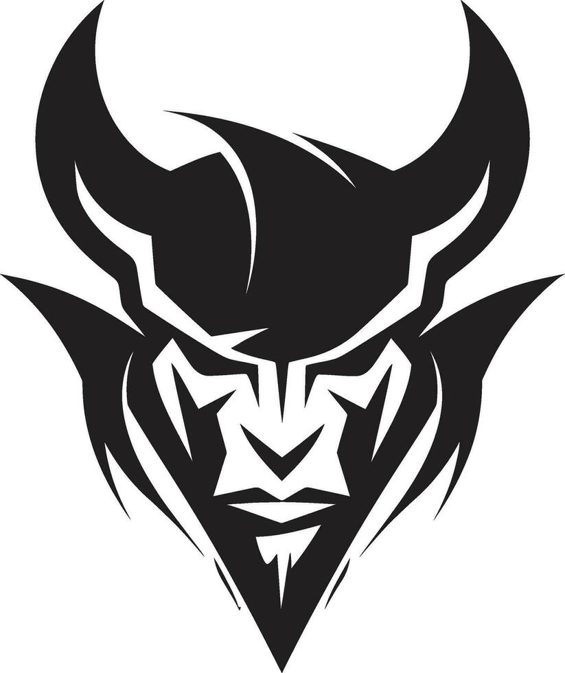 Demonic Rage Black Devil s Face Vectorized Dark Temptation Aggressive Devil s Face Emblem vector