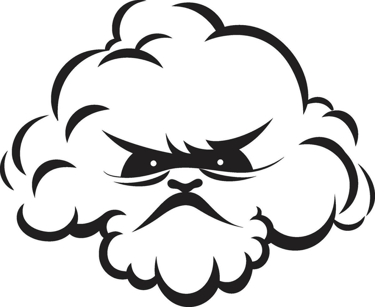 Stormy Fury Vector Angry Cloud Design Wrathful Squall Black Cloud Cartoon Emblem