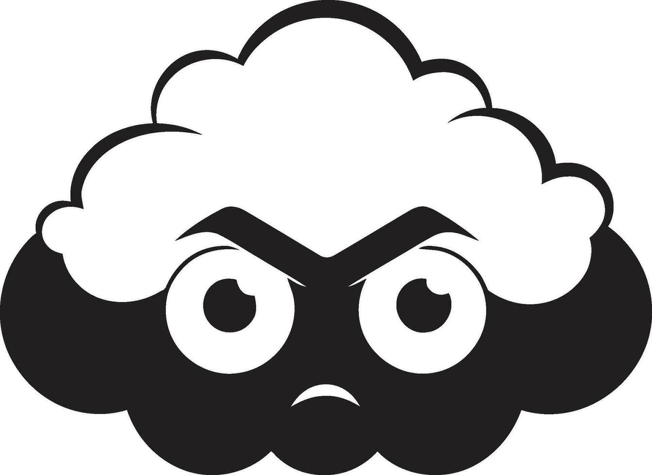 tempestuoso chubasco negro enojado nube furioso nimbo enojado dibujos animados nube icono vector