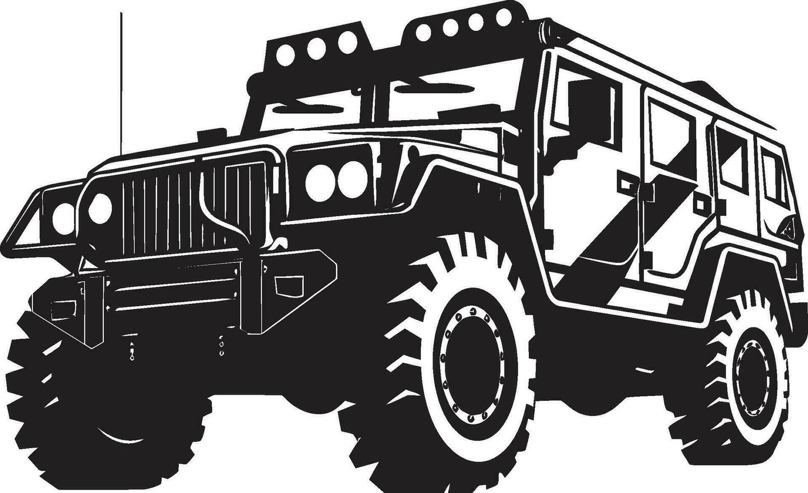 Combat Cruiser Army Vehicle Vector Logo Tactical Transport Black Iconic 4x4 Emblem