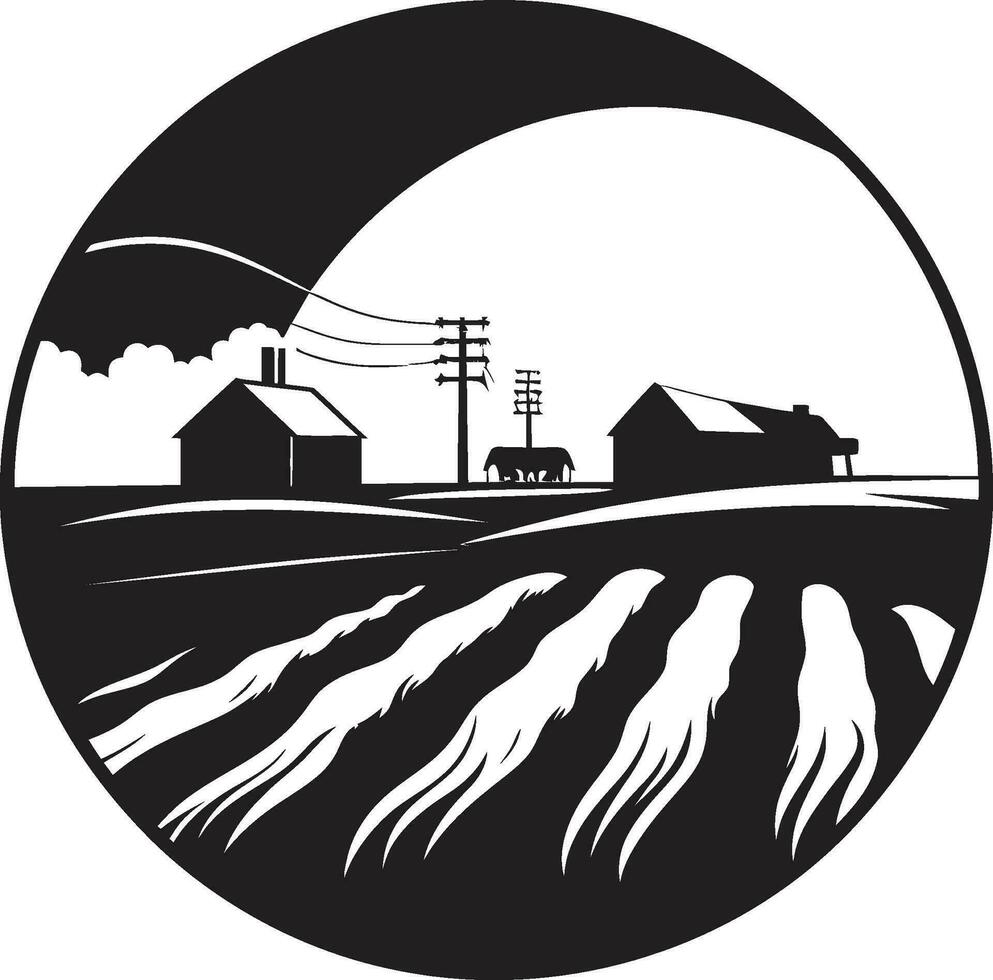 Rural Radiance Agricultural Farmhouse Icon Homestead Harvest Black Vector Logo for Farming