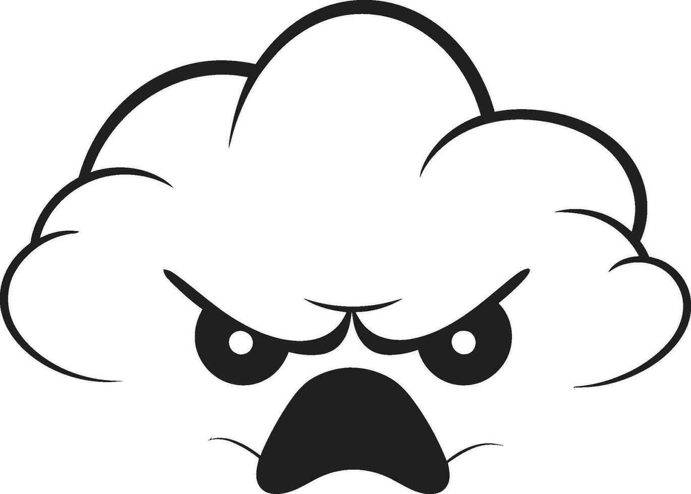 Fuming Squall Black Angry Cloud Icon Agitated Vapor Angry Cloud Logo Design vector