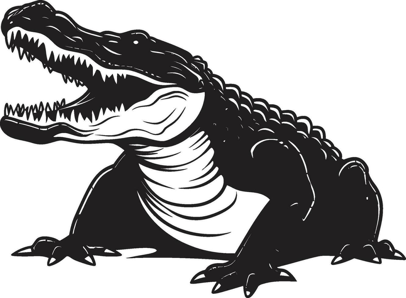 Predatory Presence Black Alligator Vector Wilderness Watcher Alligator Black Logo Icon