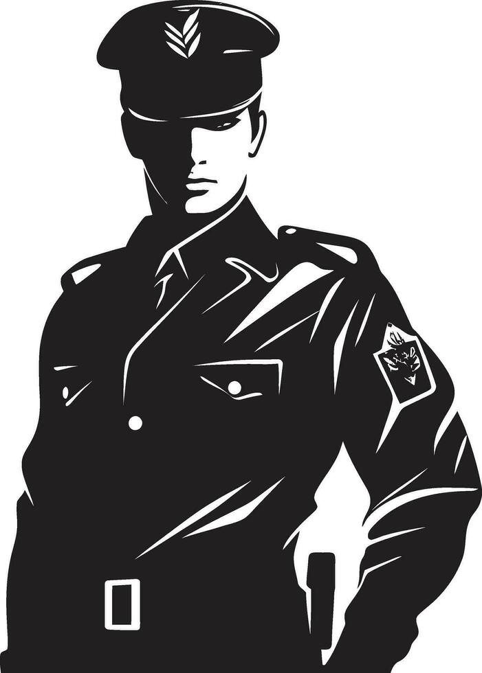 combatiente vigor armado soldado negro icono combate Listo guardián armado soldado emblema en negro vector