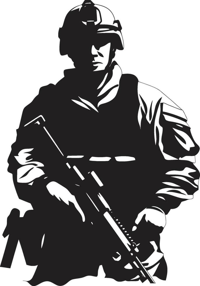 guerrero guardián vector hombre del ejército icono defensor s precisión negro soldado emblema