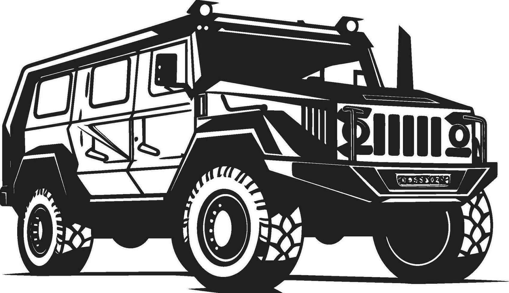 guerrero s paseo Ejército 4x4 emblemático icono guardián vagabundo negro Ejército transporte logo vector