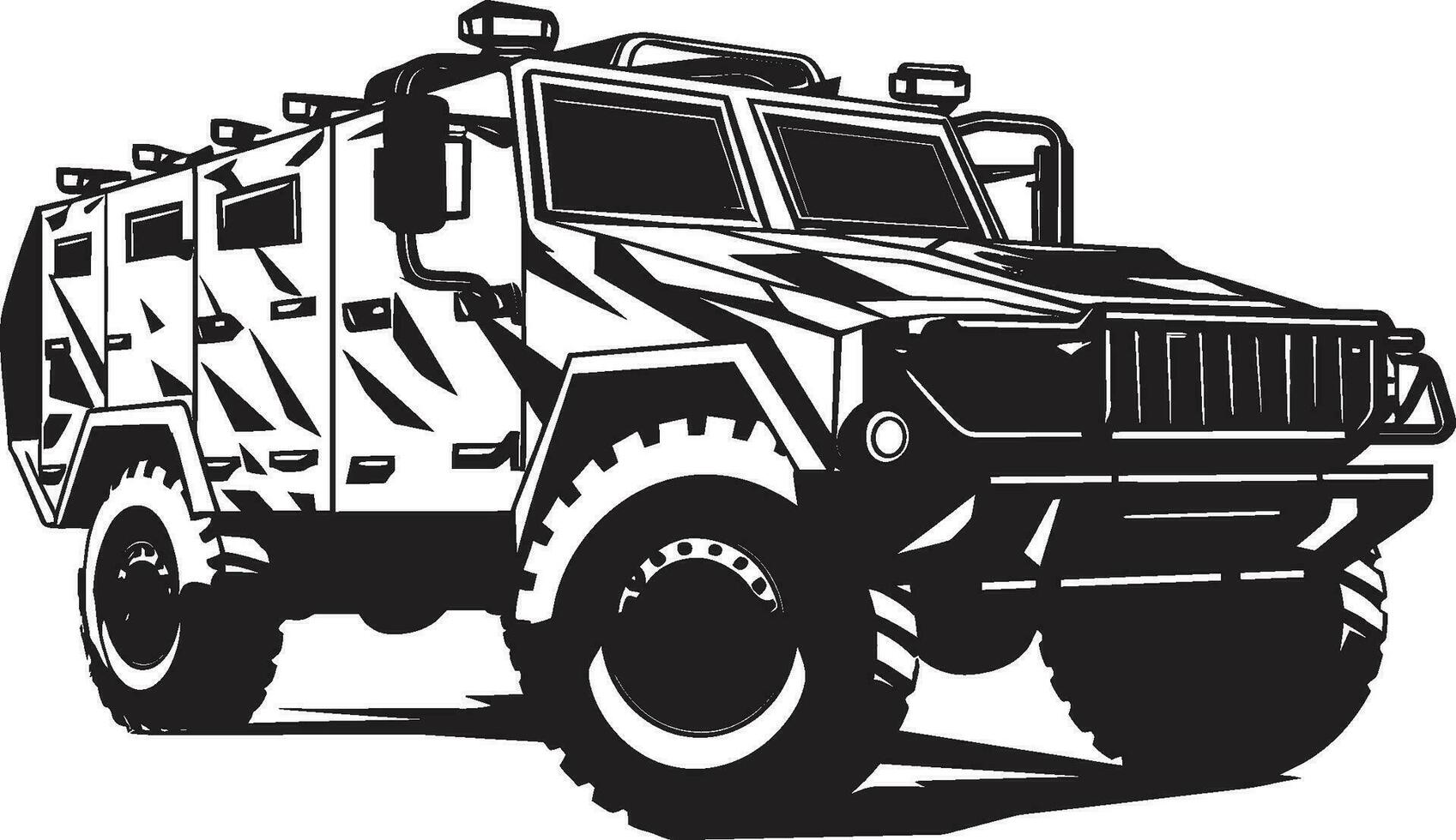 combate crucero Ejército vehículo vector logo táctico transporte negro icónico 4x4 emblema