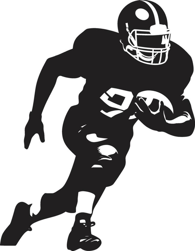 Gridiron Legend Black Football Icon Design Victory Stance American Football Player Emblem vector