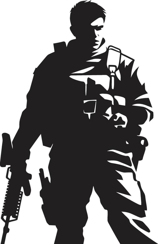 Strategic Defender Armed Sentinel Logo Warrior Guardian Vector Armyman Icon