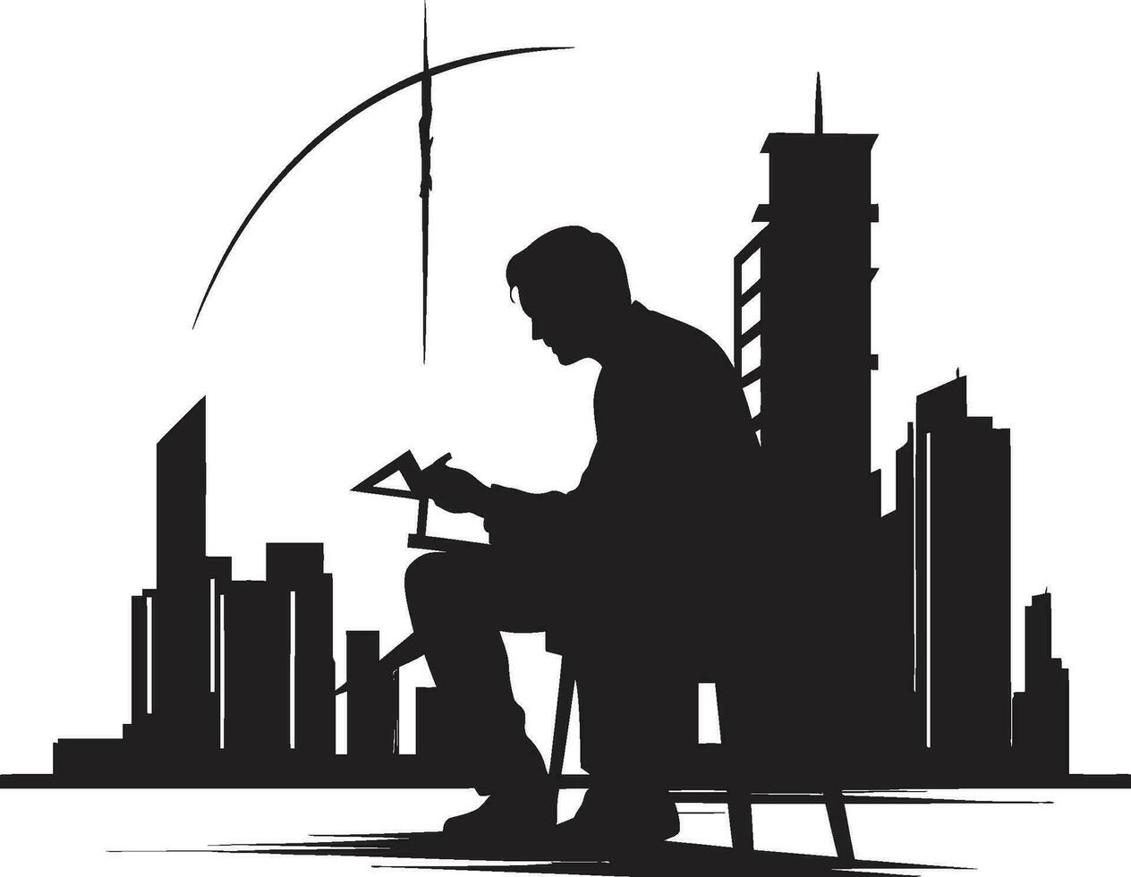 Building Artistry Vector Black Logo Man Construction Prodigy Architect Icon Design
