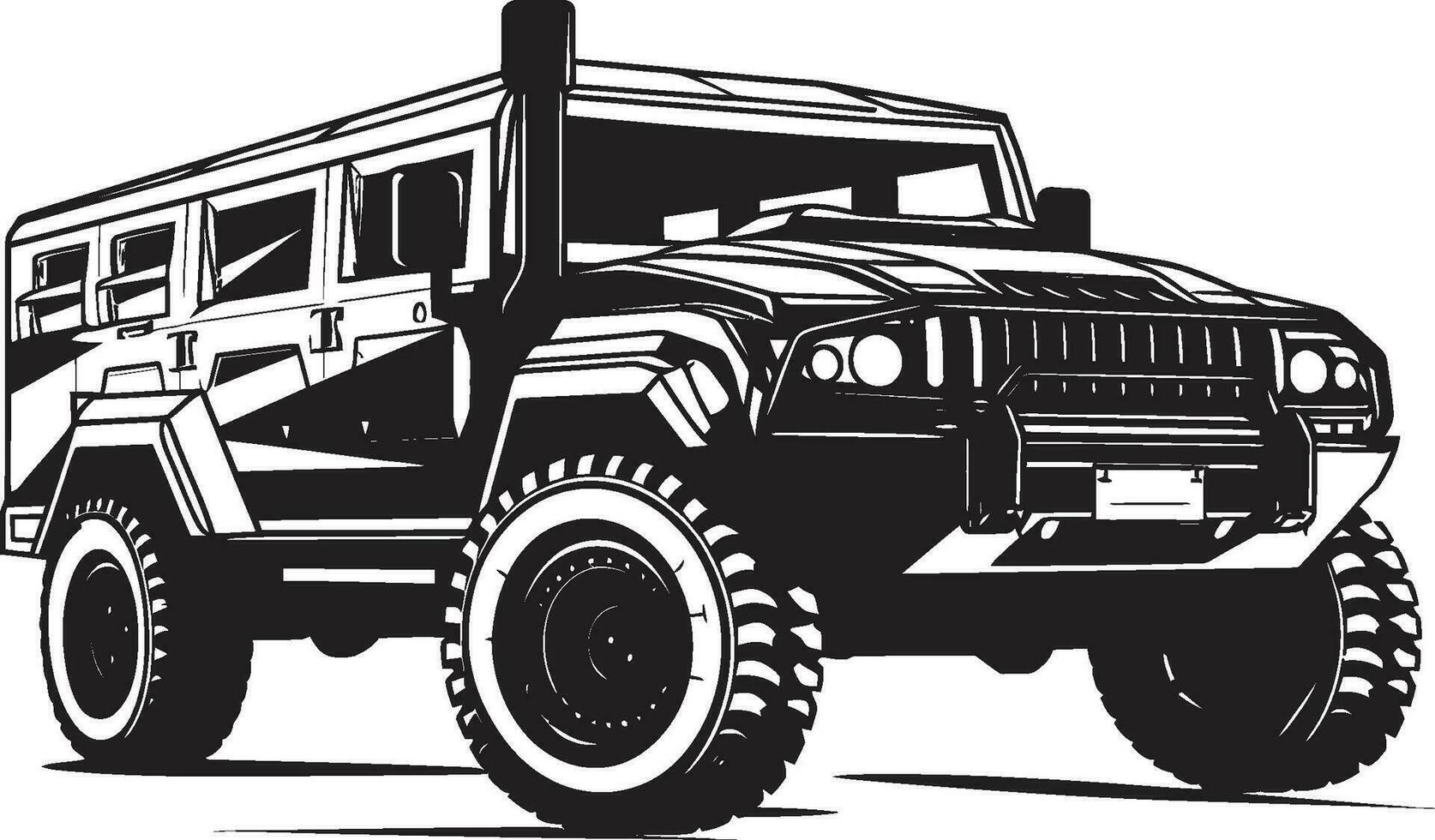 Pathfinder Reconnaissance Black SUV Icon Strategic Rover 4x4 Black Emblematic Design vector